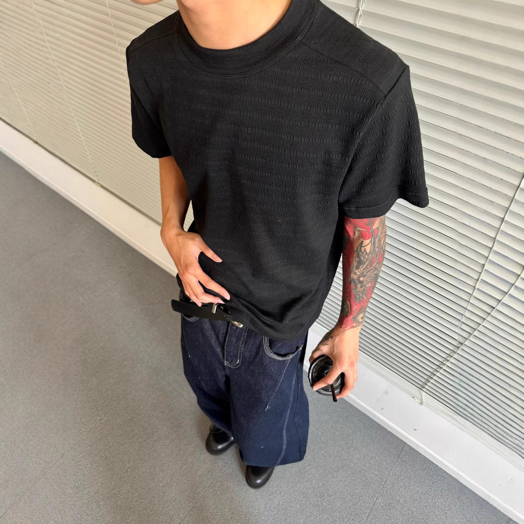 Men's Summer Luxury Texture Blended Basic Solid Color Crew Neck Short Sleeve T-Shirt