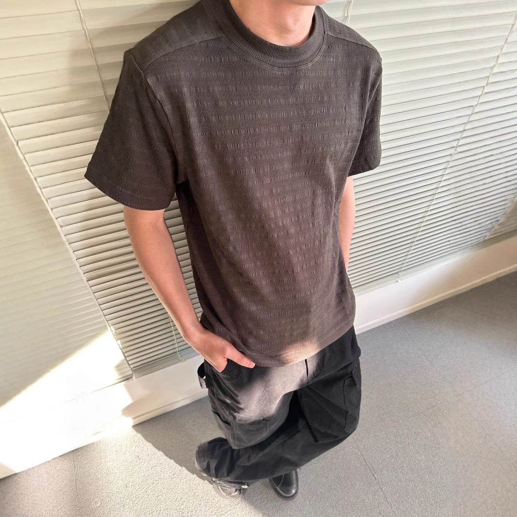 Men's Summer Luxury Texture Blended Basic Solid Color Crew Neck Short Sleeve T-Shirt