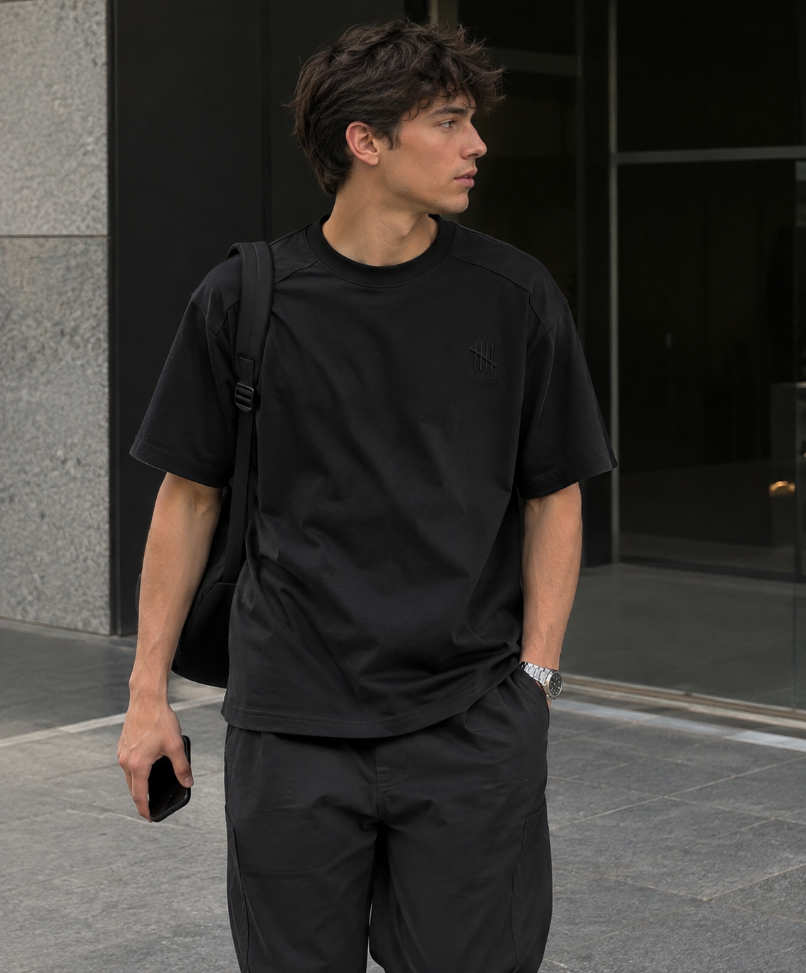 Black T Shirt - Stripes